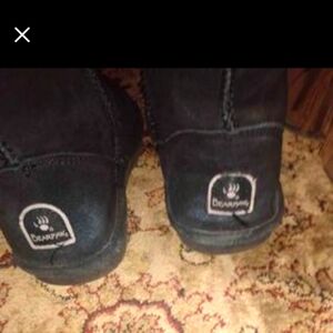 Bearpaw brand black suede boots, sz. 6. In great condition!